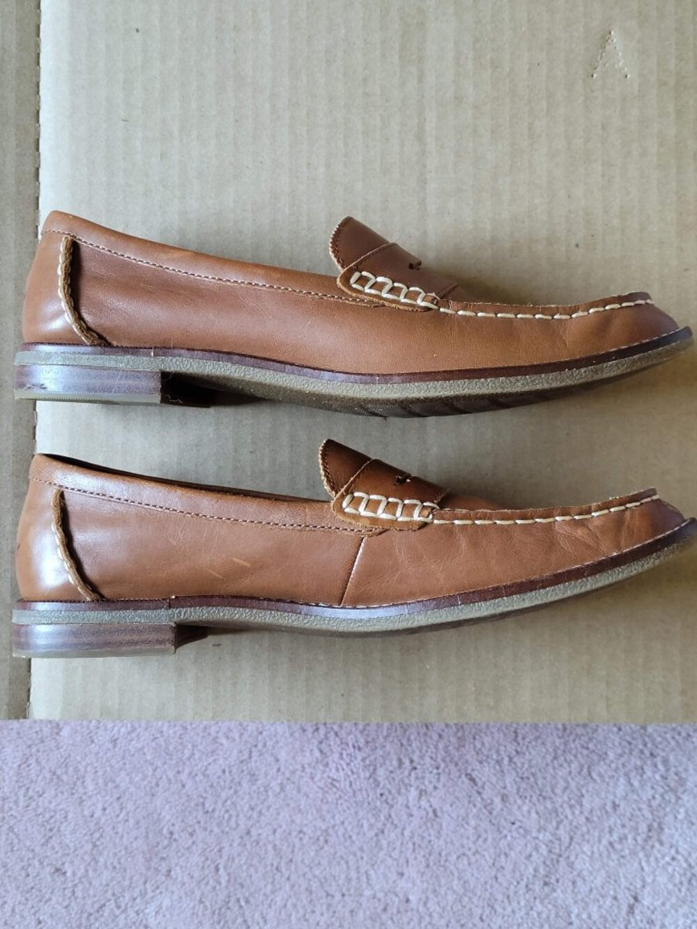 Sperry Top-Sider Seaport Light Brown Leather Penny Loafers Womens 8 - Picture 6 of 8